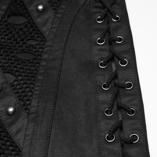 PUNK RAVE Gothic-Endzeit Shorts Still Standing mit Netzbesätzen
