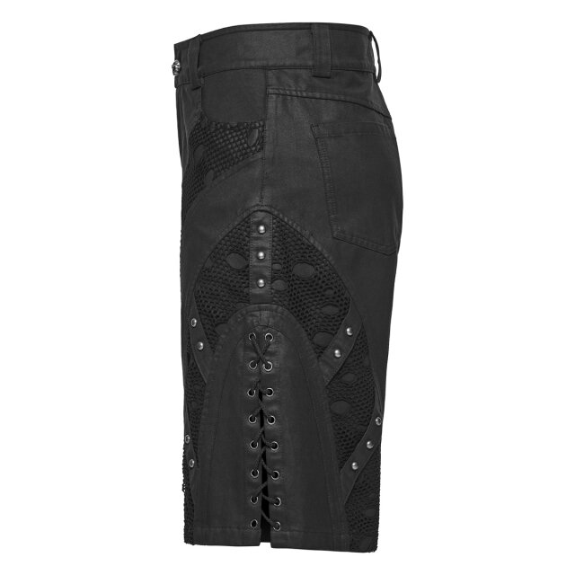 PUNK RAVE Gothic-Endzeit Shorts Still Standing mit Netzbesätzen