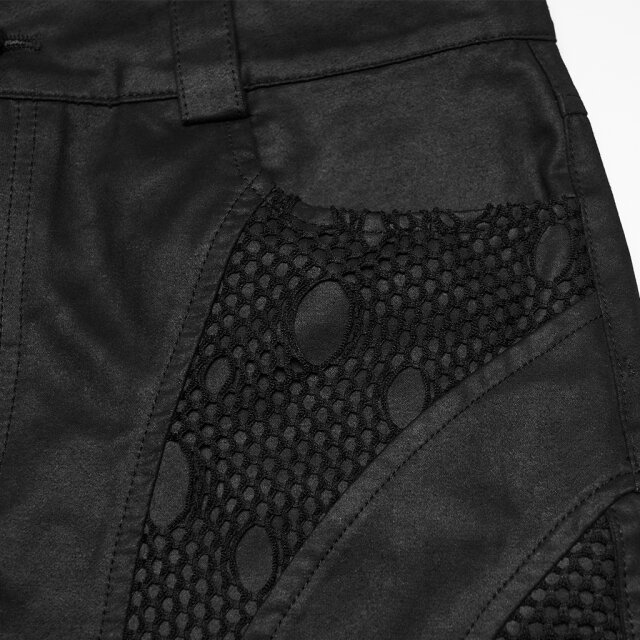 PUNK RAVE Gothic-Endzeit Shorts Still Standing mit Netzbesätzen