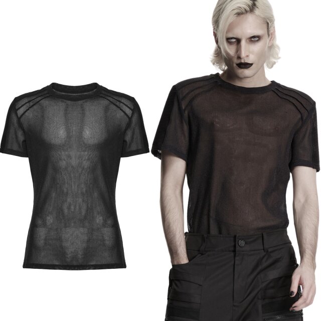 Gothic Netzshirt aus feinem elastischem Mesh mit markant...