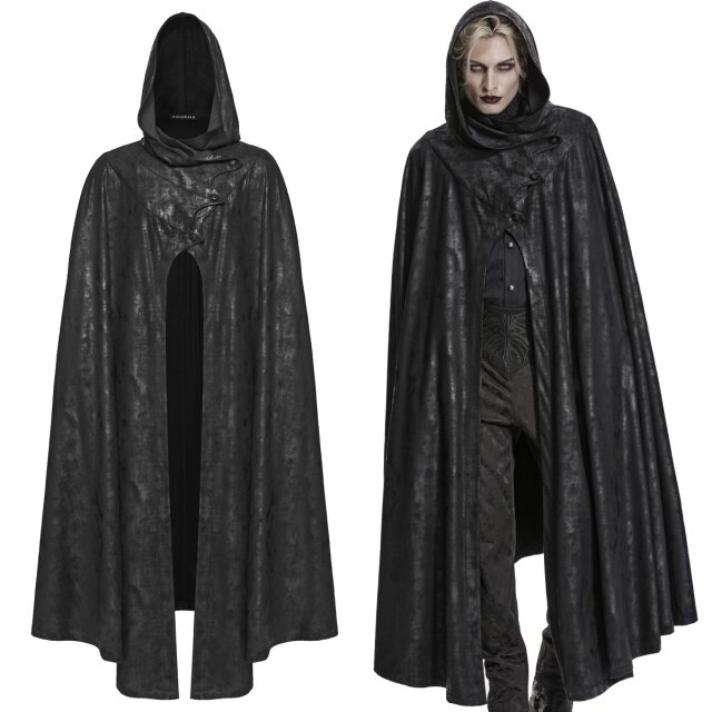 Gothic Kapuzen-Umhang aus schwerem Strukturgewebe in...