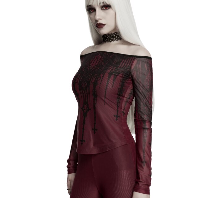 PUNK RAVE Gothic Mesh Shirt Saints After Dark with Cathedral Print