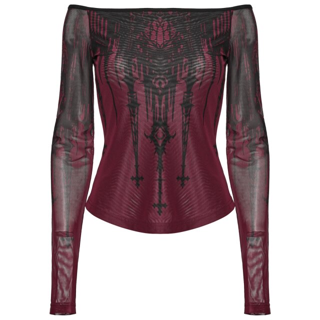 PUNK RAVE Gothic Mesh Shirt Saints After Dark with Cathedral Print