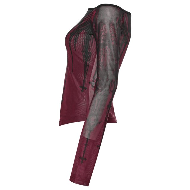 PUNK RAVE Gothic Mesh Shirt Saints After Dark with Cathedral Print