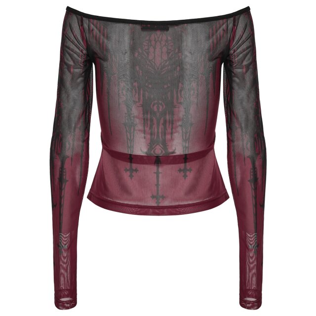 PUNK RAVE Gothic Mesh Shirt Saints After Dark with Cathedral Print
