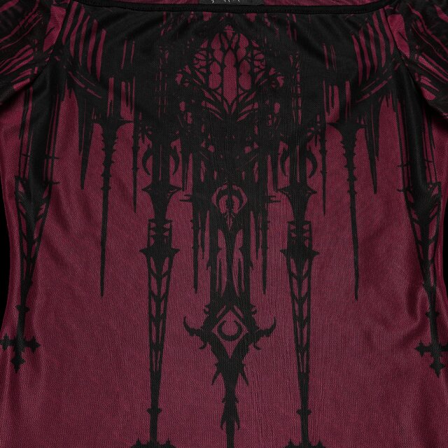 PUNK RAVE Gothic Mesh Shirt Saints After Dark with Cathedral Print