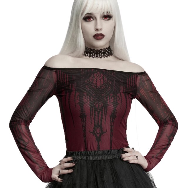 PUNK RAVE Gothic Mesh Shirt Saints After Dark with Cathedral Print