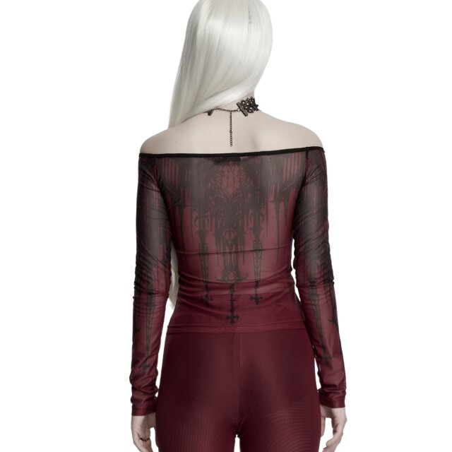 PUNK RAVE Gothic Mesh Shirt Saints After Dark with Cathedral Print