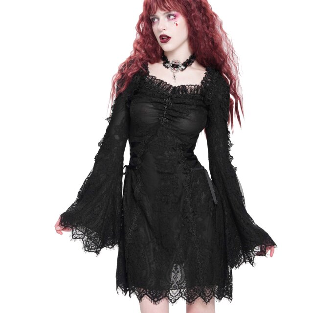 DEVIL FASHION Romantic Gothic Lace Mini Dress After the Black Bouquet
