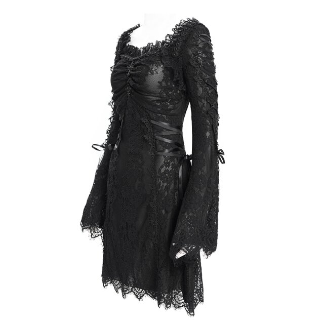 DEVIL FASHION Romantic Gothic Lace Mini Dress After the Black Bouquet