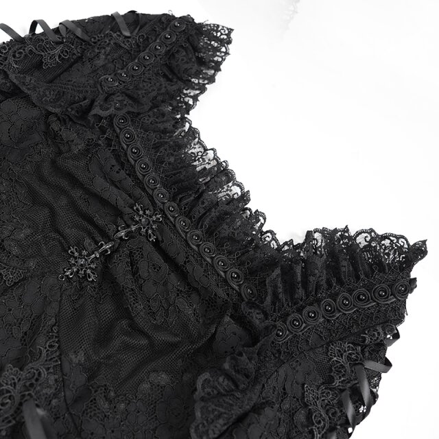 DEVIL FASHION Romantic Gothic Lace Mini Dress After the Black Bouquet
