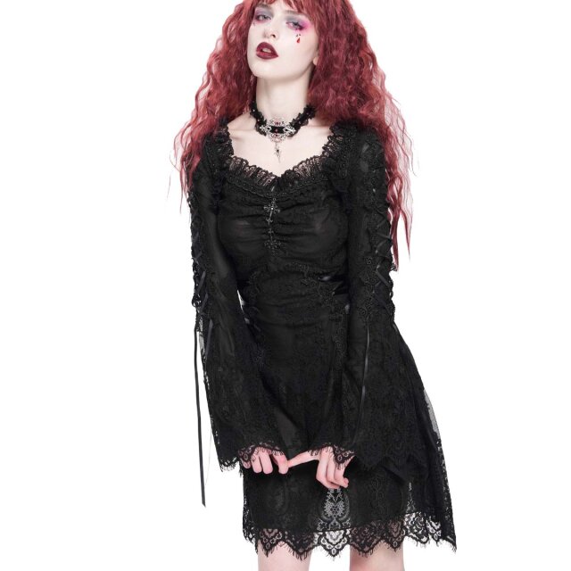 DEVIL FASHION Romantic Gothic Lace Mini Dress After the Black Bouquet