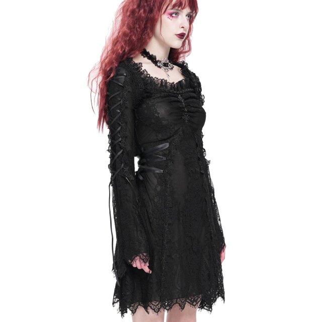 DEVIL FASHION Romantic Gothic Lace Mini Dress After the Black Bouquet