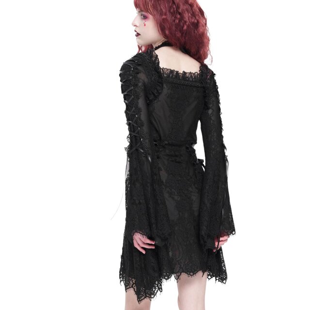 DEVIL FASHION Romantic Gothic Lace Mini Dress After the Black Bouquet