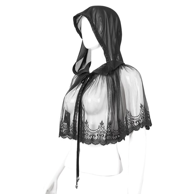 DEVIL FASHION Romantic Goth Hooded Mesh Cape Entre Deux Nuits