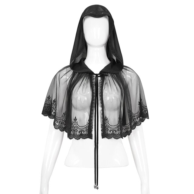 DEVIL FASHION Romantic Goth Hooded Mesh Cape Entre Deux Nuits