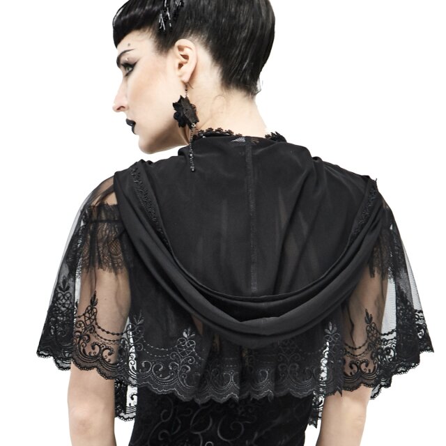 DEVIL FASHION Romantic Goth Hooded Mesh Cape Entre Deux Nuits