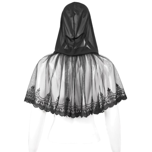 DEVIL FASHION Romantic Goth Hooded Mesh Cape Entre Deux Nuits