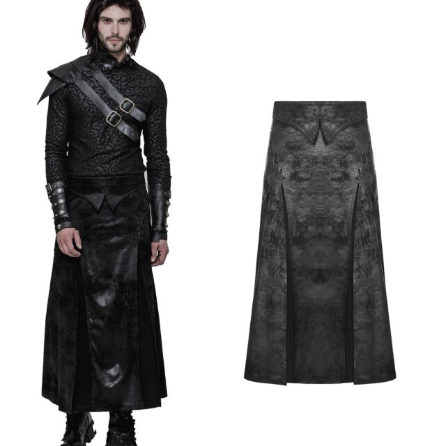 Calf-length LARP / Gothic mens skirt Jarl in leather look - size: XL