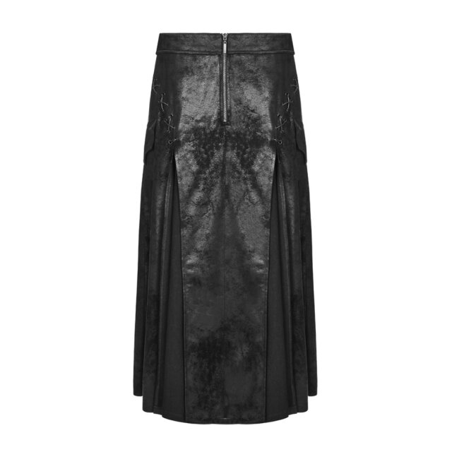 Calf-length LARP / Gothic mens skirt Jarl in leather look - size: XL