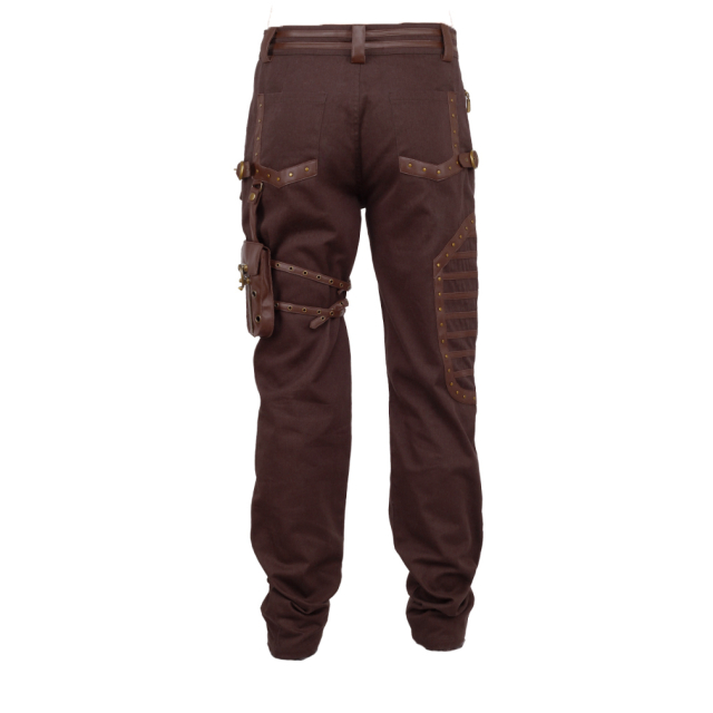 Brown Steampunk Pants Dystopia with detachable pocket - size: 30"