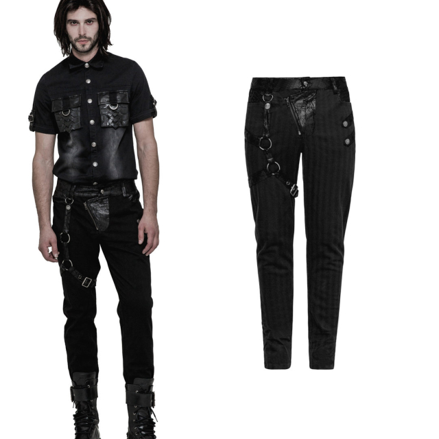 Punk Rave WK-323/BK black gothic uniform pants with removable straps