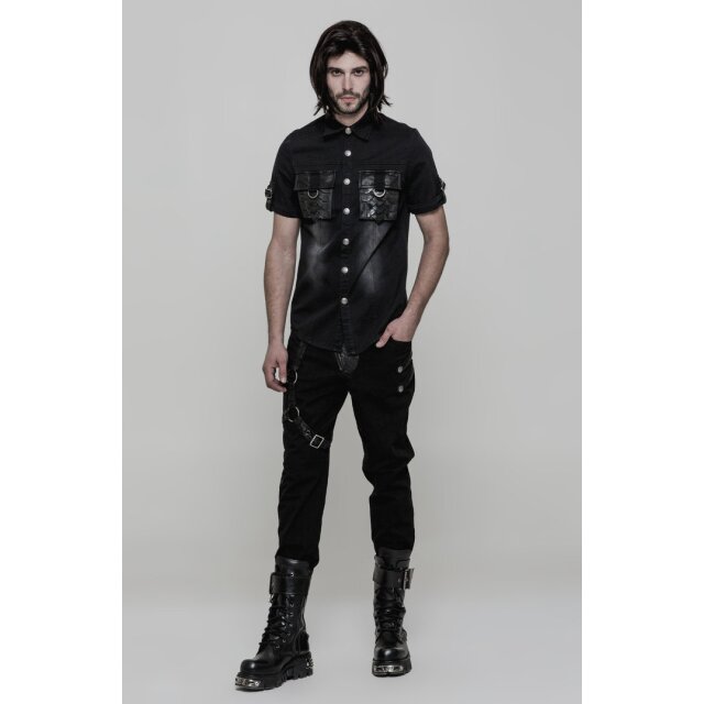 Gothic-/ Military-Hose Razzor mit abnehmbaren Riemen - Größe: XL