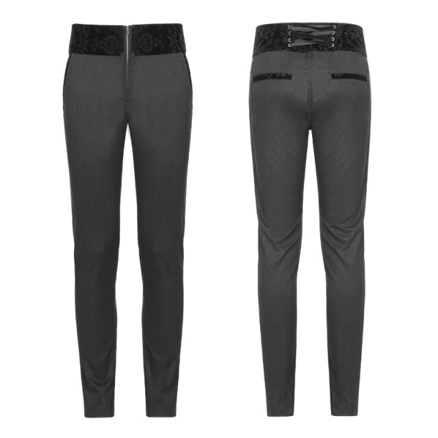 narrow Punk Rave trousers Rosewood with velvet waistband - size: XXL