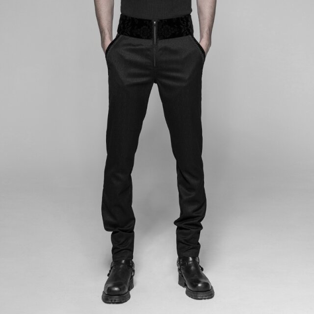 narrow Punk Rave trousers Rosewood with velvet waistband - size: XXL