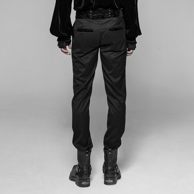 narrow Punk Rave trousers Rosewood with velvet waistband - size: XXL