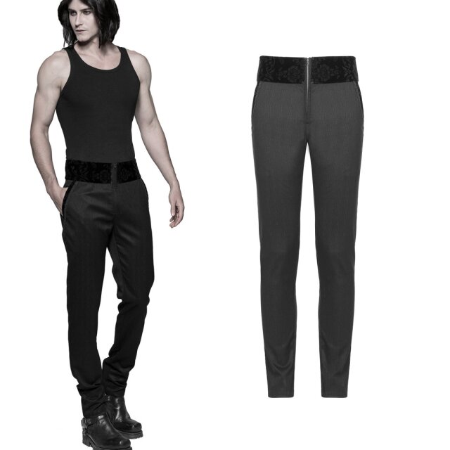narrow Punk Rave trousers Rosewood with velvet waistband - size: XXL