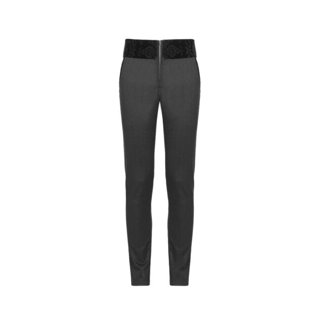narrow Punk Rave trousers Rosewood with velvet waistband - size: XXL