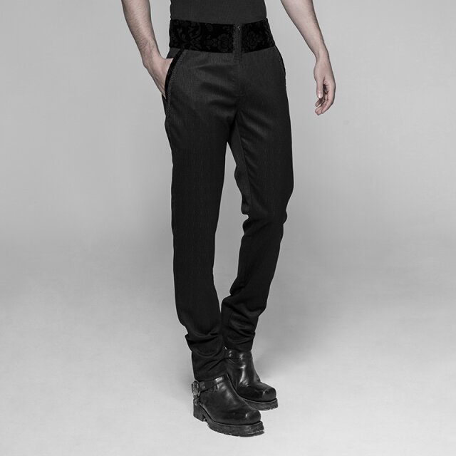 narrow Punk Rave trousers Rosewood with velvet waistband - size: XXL