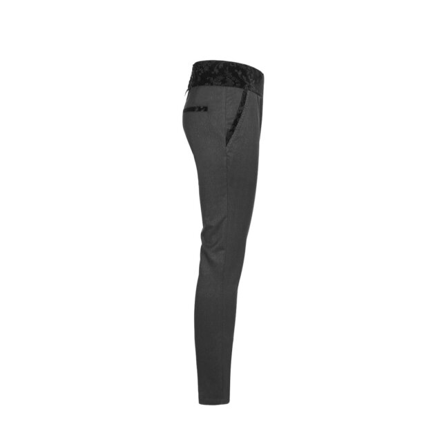 schmale Punk Rave Hose Rosewood mit Samtbund - Größe: 3XL