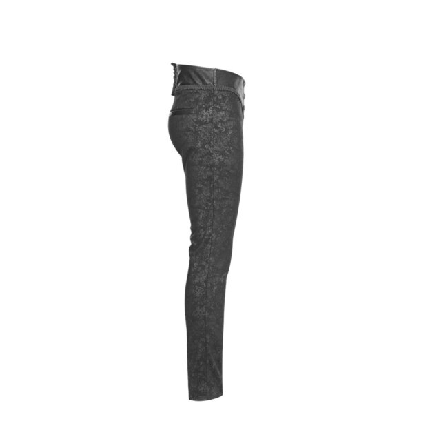 Narrow Punk Rave Pants Paladin with wide imitation leather waistband