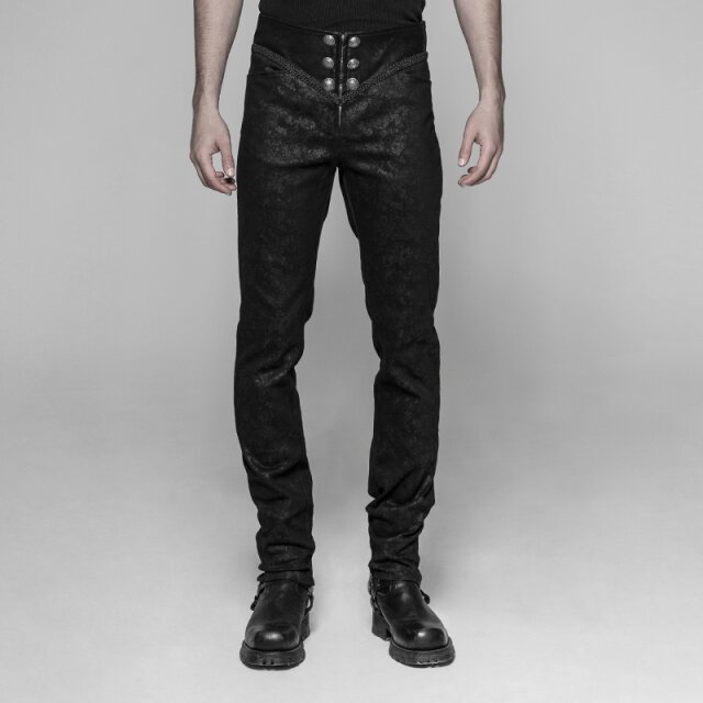 Schmale Punk Rave Hose Paladin mit breitem Kunstlederbund 4XL