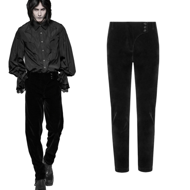 PUNK RAVE OK-336BK black gothic men velvet pants