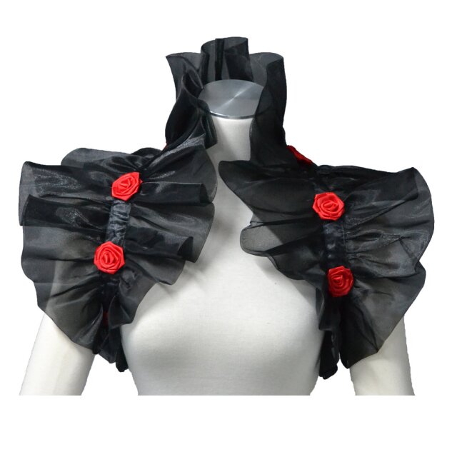 Burlesque Bolero Shrug Rosalie with flowers in black, white or red - colour: red