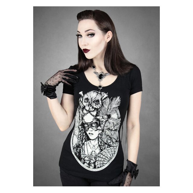 Gothic T-Shirt black "Rococo Lady with Cat"