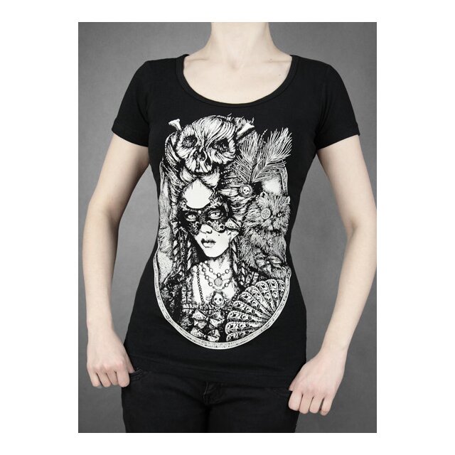 Gothic T-Shirt black "Rococo Lady with Cat"