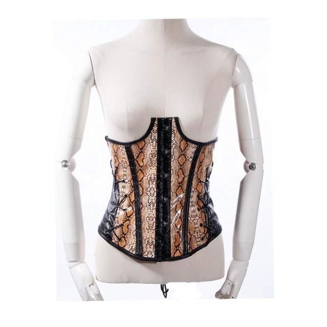Brown steampunk underbust corset in snake leather look....