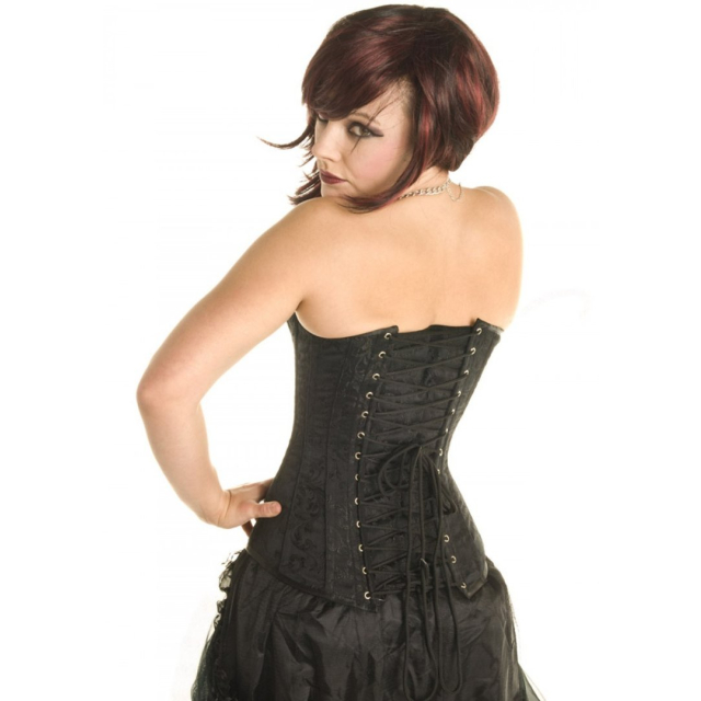 black brocade full bust corset - size: XL