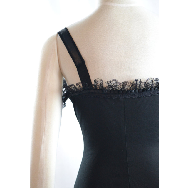 Corset top with embroidered satin insert