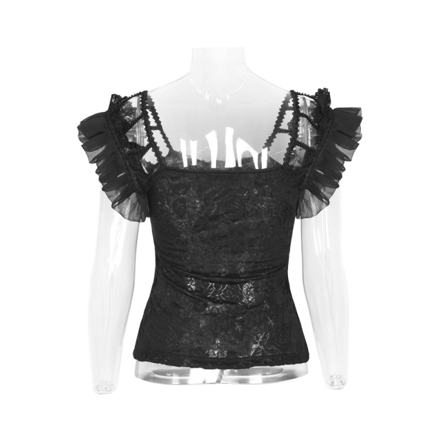 Semi-transparent top with wing sleeves