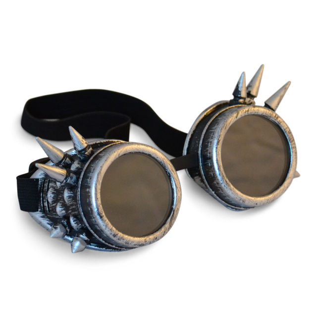Steampunk Goggles with spikes in bronze or silver - colour: silver