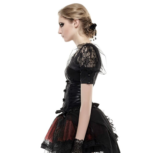 Gothic- / Lolita-Kurzarm-Blusen-Top - Größe: XL