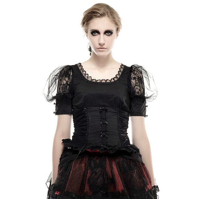 Gothic- / Lolita-Kurzarm-Blusen-Top - Größe: XL