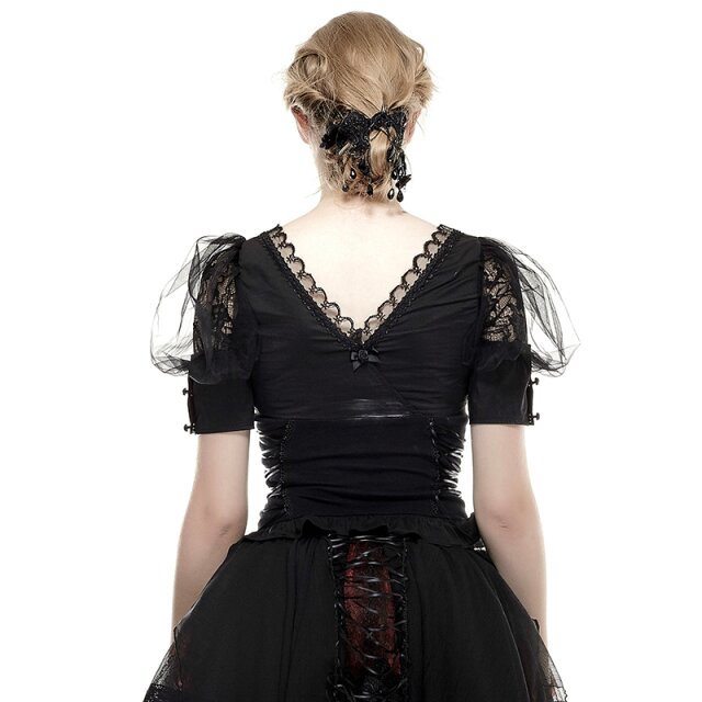 Gothic- / Lolita-Kurzarm-Blusen-Top - Größe: XL