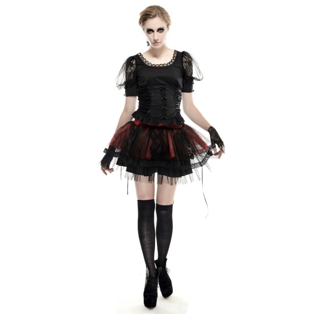 Gothic- / Lolita-Kurzarm-Blusen-Top - Größe: XL
