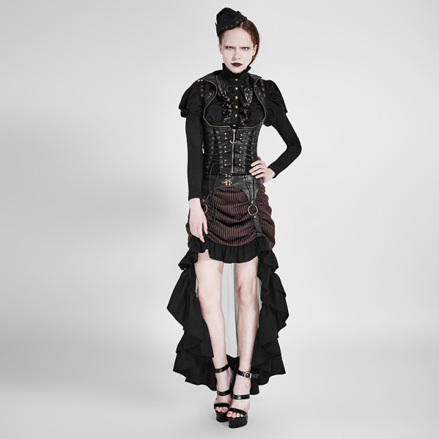 Gothic Steampunk Ladies Leather Vest Aouda